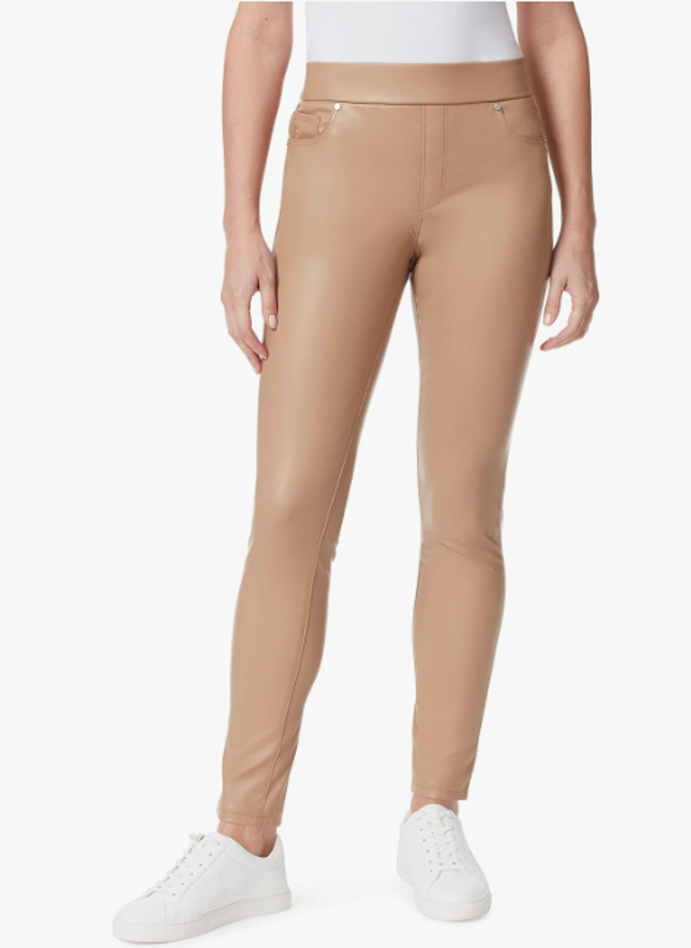 GLORIA VANDERBILT Avery Faux Leather Leggings Size 14 Tan Pull on Skinny NWT